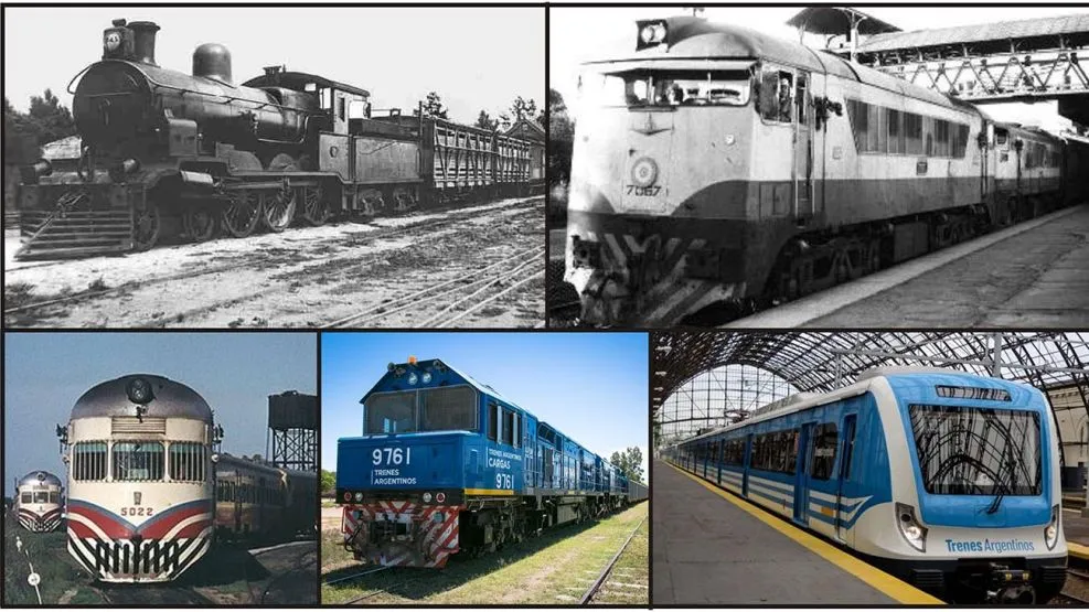 Trenes de distintas épocas de Argentina.