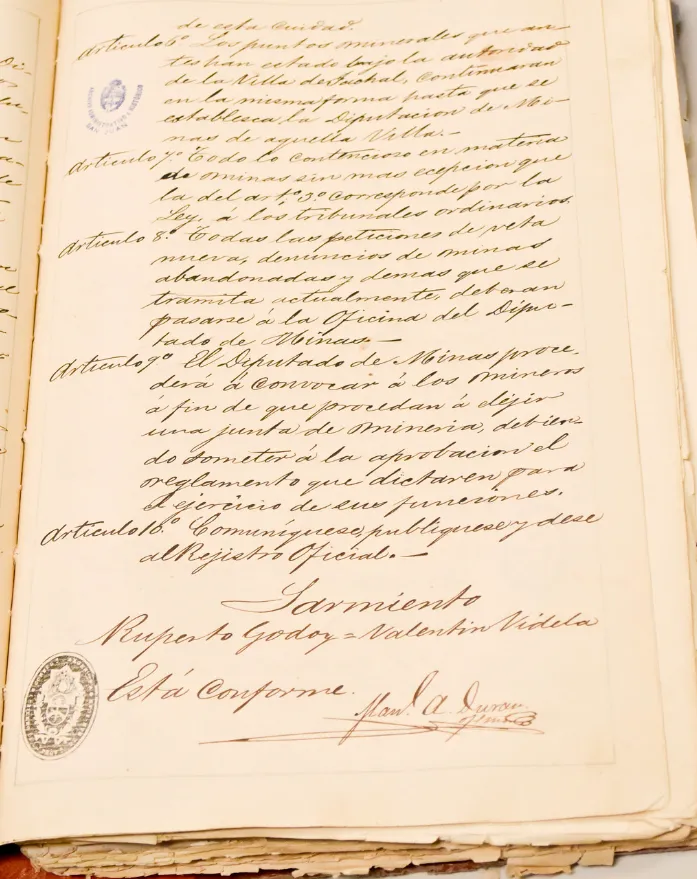 Decreto histórico minería Sarmiento 1863 San Juan.