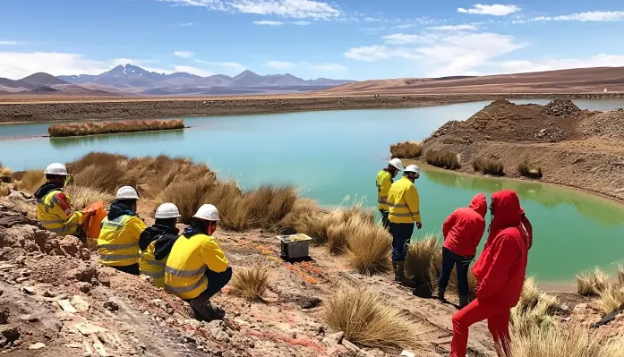 Técnicos realizando control ambiental en proyectos mineros.