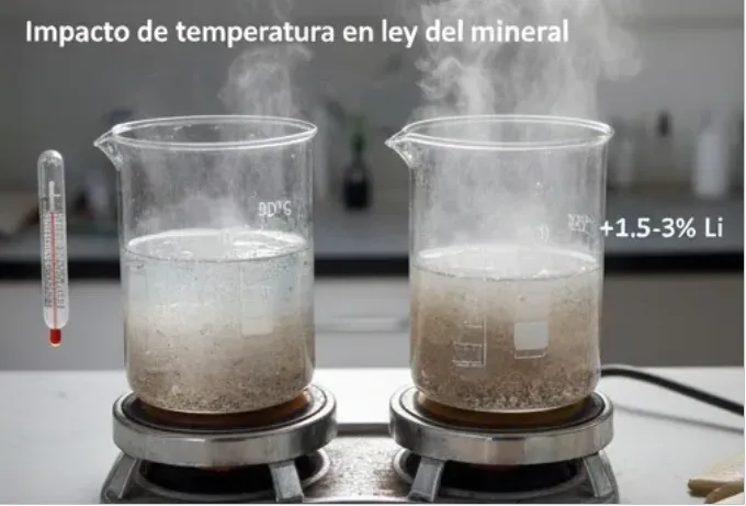 Las pruebas demostraron que el calor a 80 °C es un motor clave para aumentar la ley del metal en el fluido. Imagen ilustrativa de ACERO Y ROCA