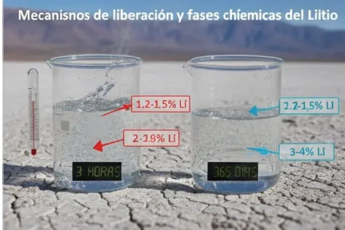 Laboratorio de geoquímica simulando interacción agua-roca para litio. Imagen ilustrativa de ACERO Y ROCA