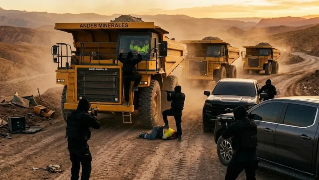 Imagen de Acero y Roca Policía chilena deteniendo a los ladrones mineros. Imagen de Acero y Roca
