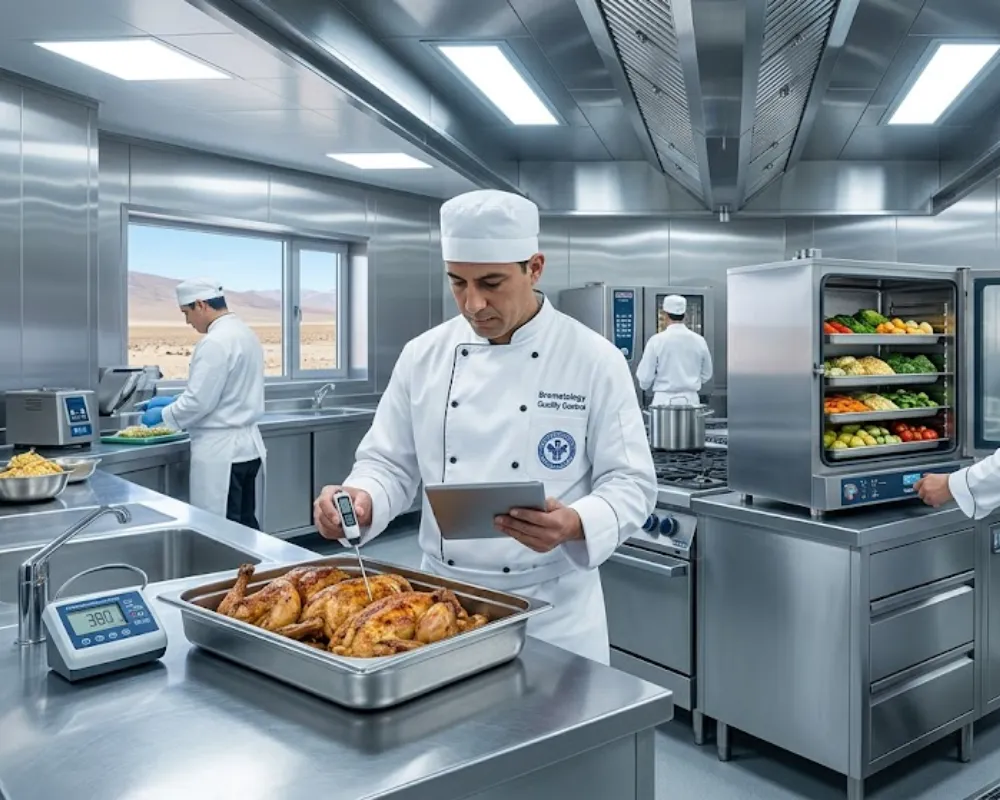 Cocina industrial de alta tecnología en un campamento minero a 3800 msnm en San Juan.   Imagen ilustrativa de Acero y Roca.